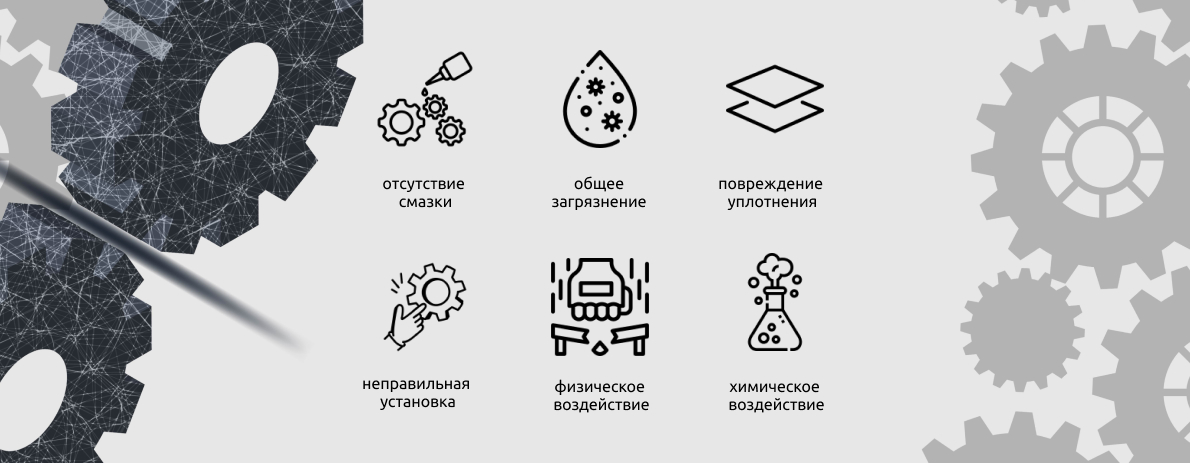 Виды повреждений торцевых уплотнений вала