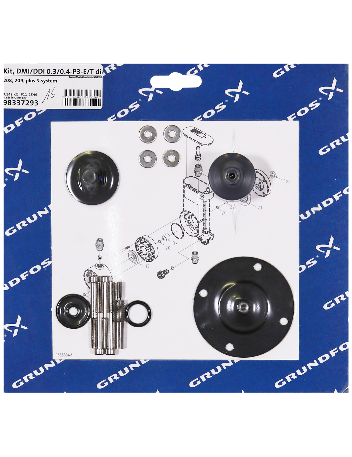 Мембрана Grundfos Kit, DMI/DDI 0.3/0.4-P3-E/T diaph.