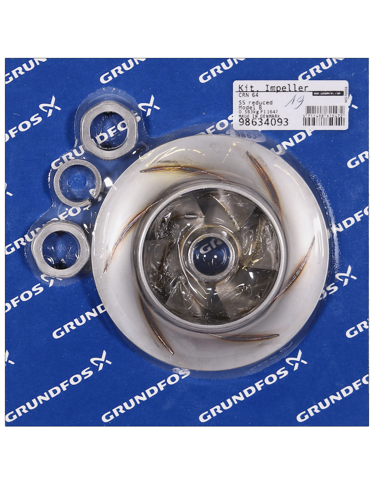 Фото Комплект рабочего колеса Grundfos Kit, Impeller N-version reduced CRN64, артикул 98634093