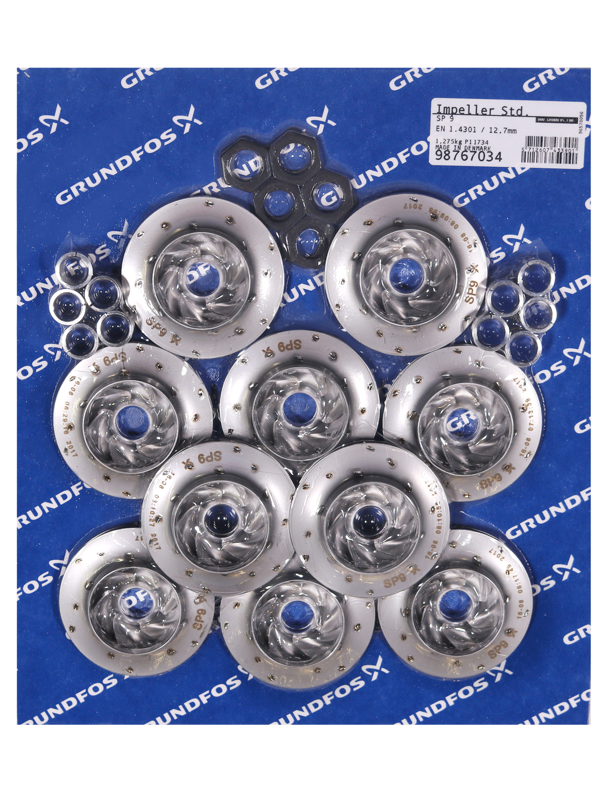Фото Упаковка рабочих колёс Grundfos Bulk, Impeller SP9, 12,7 Std 10 pcs., артикул 98767034