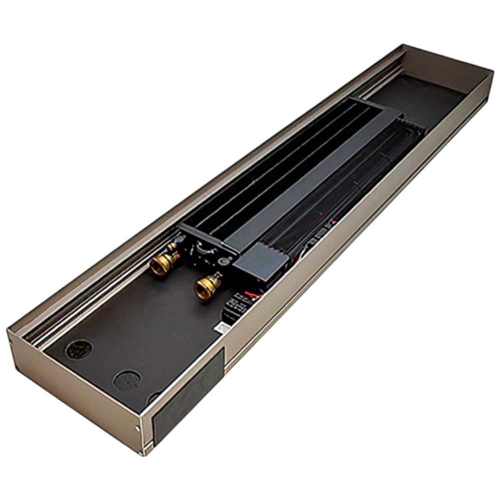 Конвектор внутрипольный водяной, 145×66×1000, принудительная конвекция, без решетки, QSKM