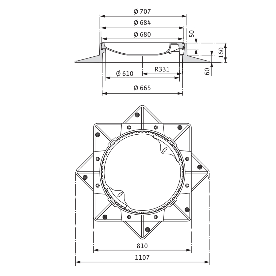 Крышка стандартная Wilo DN625 O.VENT.KL.D EN124