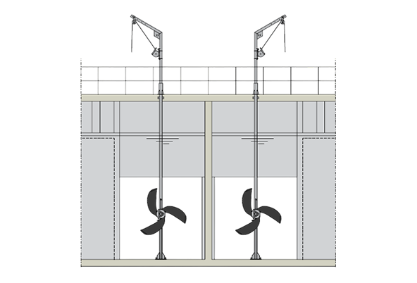 Фронтальный разрез двухкамерного резервуара