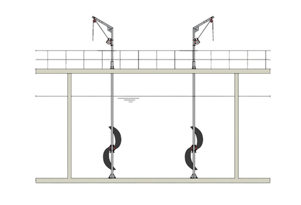 Продольный разрез прямоугольного резервуара