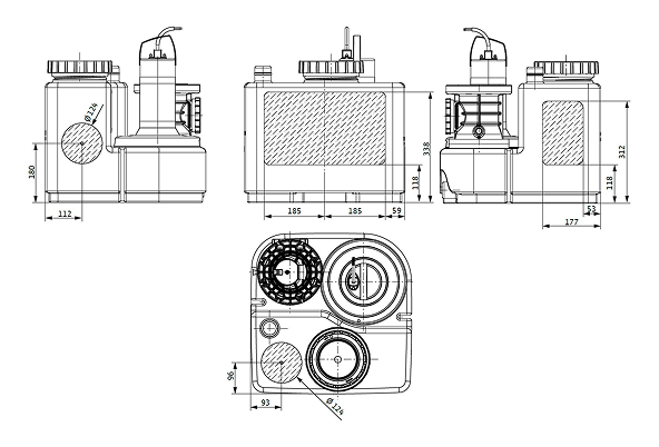 Габаритный чертеж DrainLift SANI-S