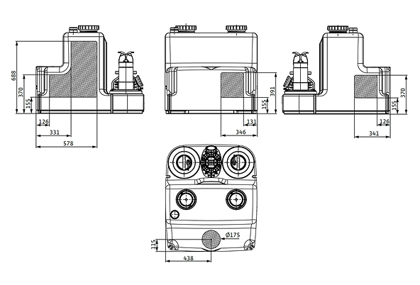 Габаритный чертеж DrainLift SANI-XL